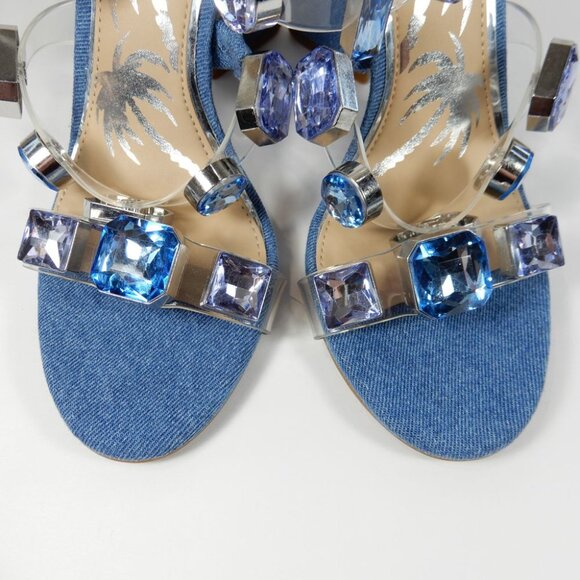 Gianni Bini x DANNIJO Bianca SANDALS Size 7 Blue Denim Jewel Embellished NEW - Picture 5 of 12